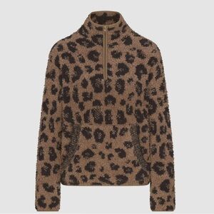 SKIMS Cozy knit Leopard Half-Zip Pullover